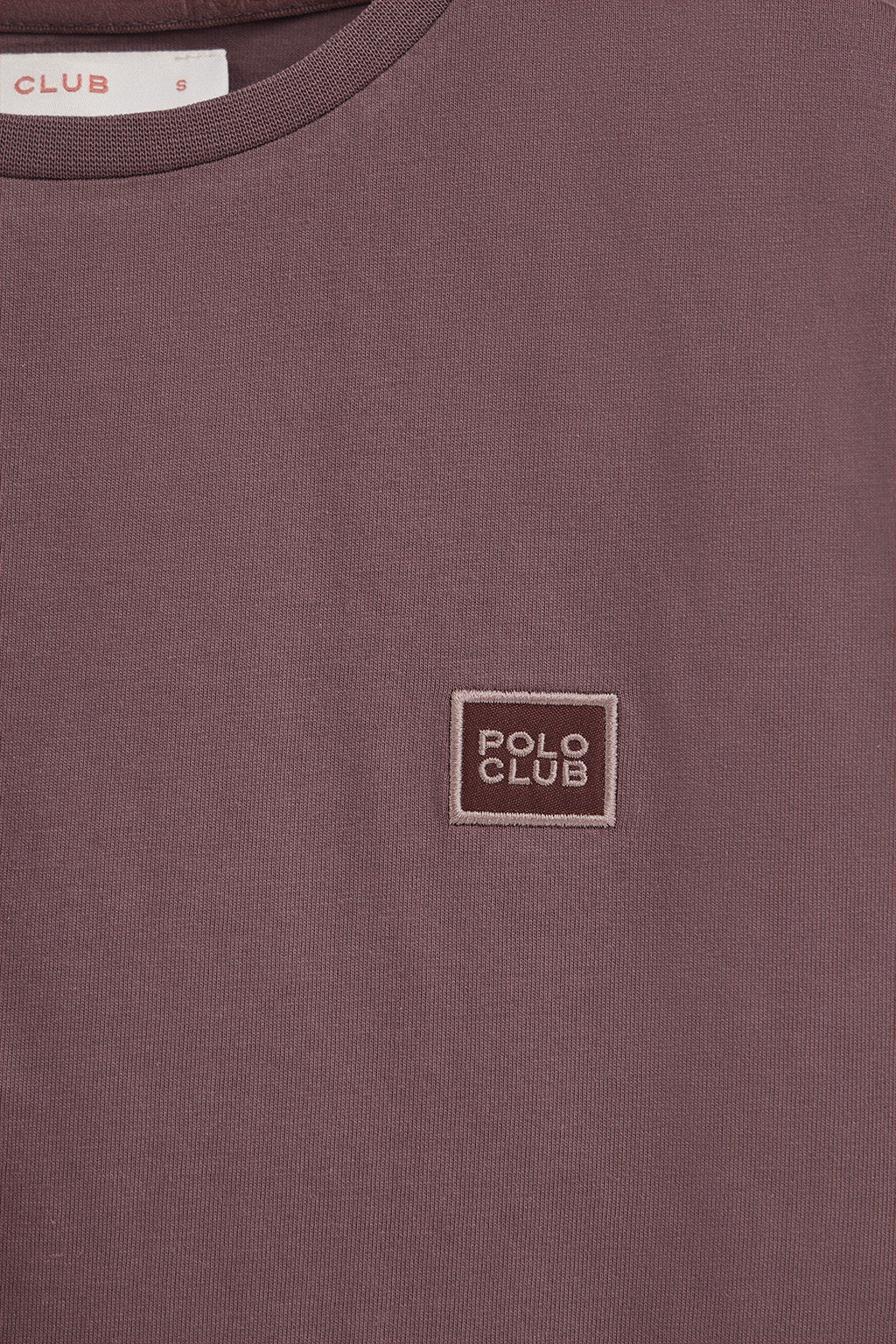 Taupe-pink straight-fit T-shirt with Polo Club branded patch - Image 7