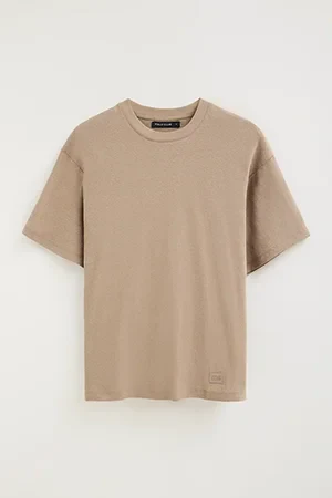 Light-brown short-sleeve cotton-linen T-shirt with Polo Club logo - Image 10