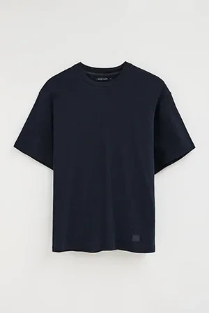 Navy-blue short-sleeve cotton-linen T-shirt with Polo Club logo - Image 10