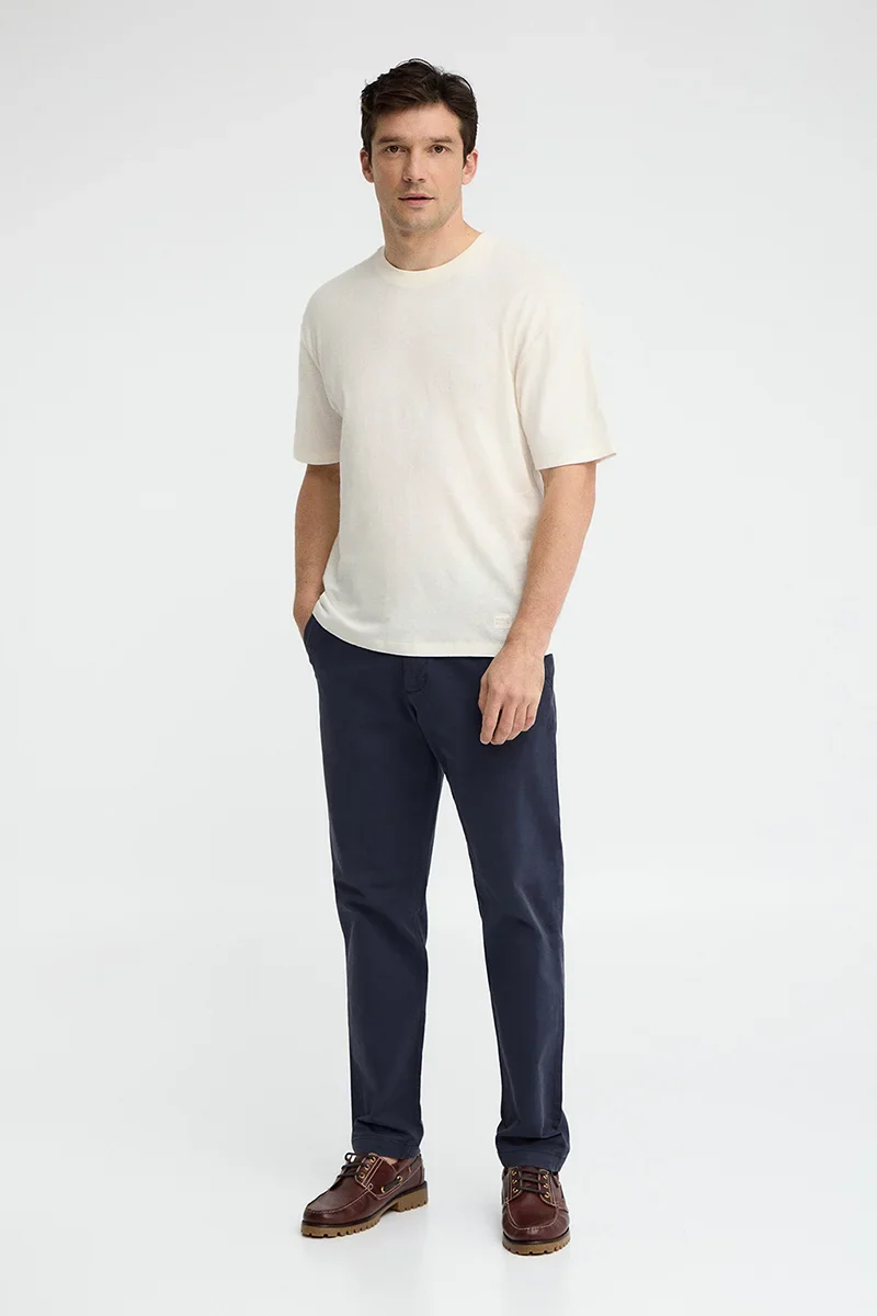 Nude short-sleeve cotton-linen T-shirt with Polo Club logo - Image 4