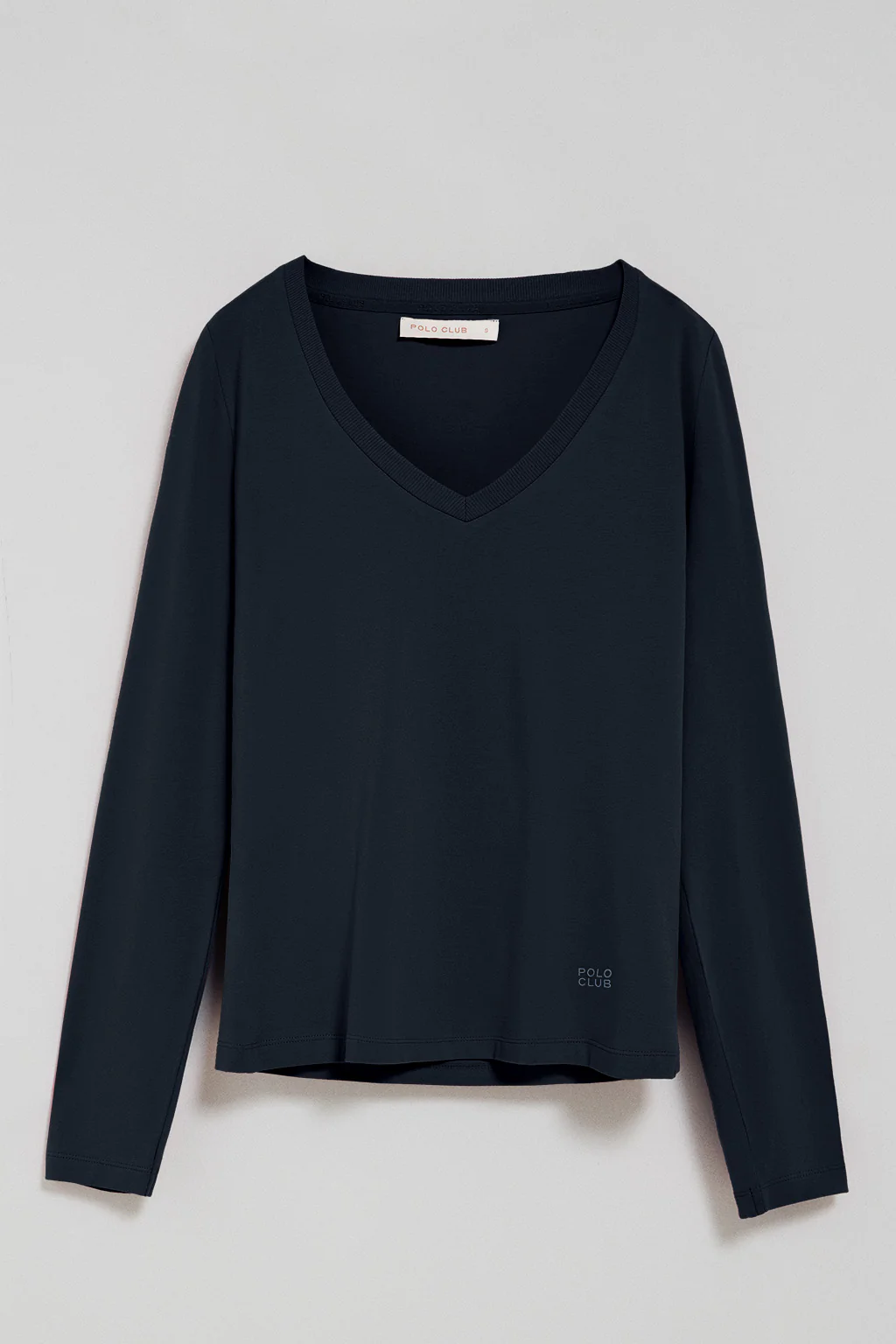 Navy-blue V-neck basic tee with rubber logo - Image 7