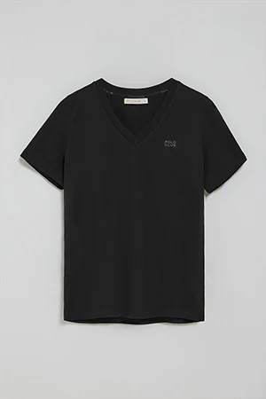 Black Turia tee with peach-skin finish and Polo Club rubberised print - Image 10