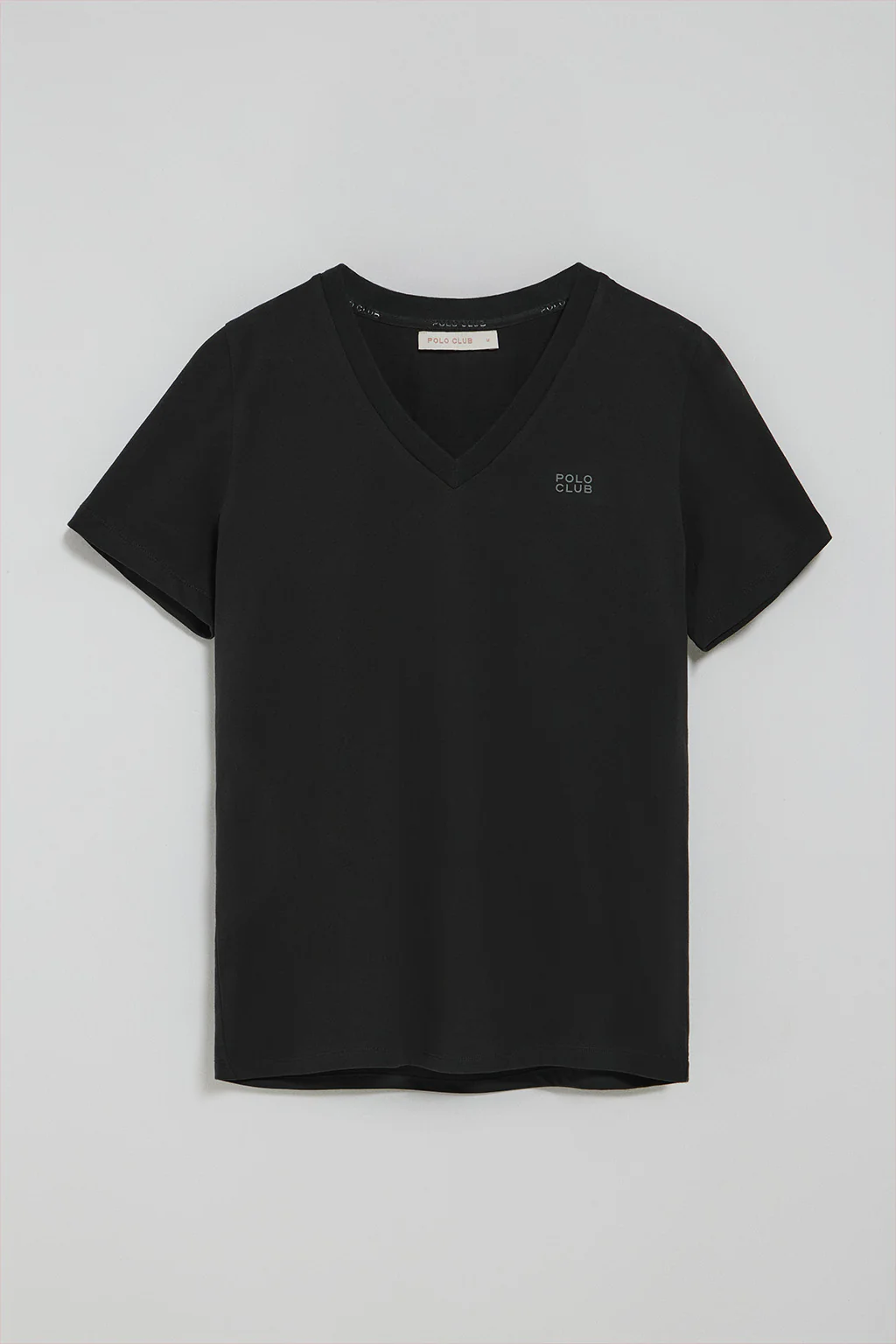 Black Turia tee with peach-skin finish and Polo Club rubberised print - Image 6