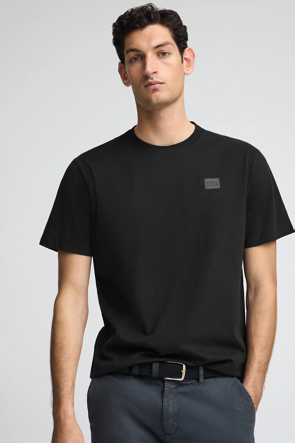 Black T-shirt with Polo Club branded patch - Image 2