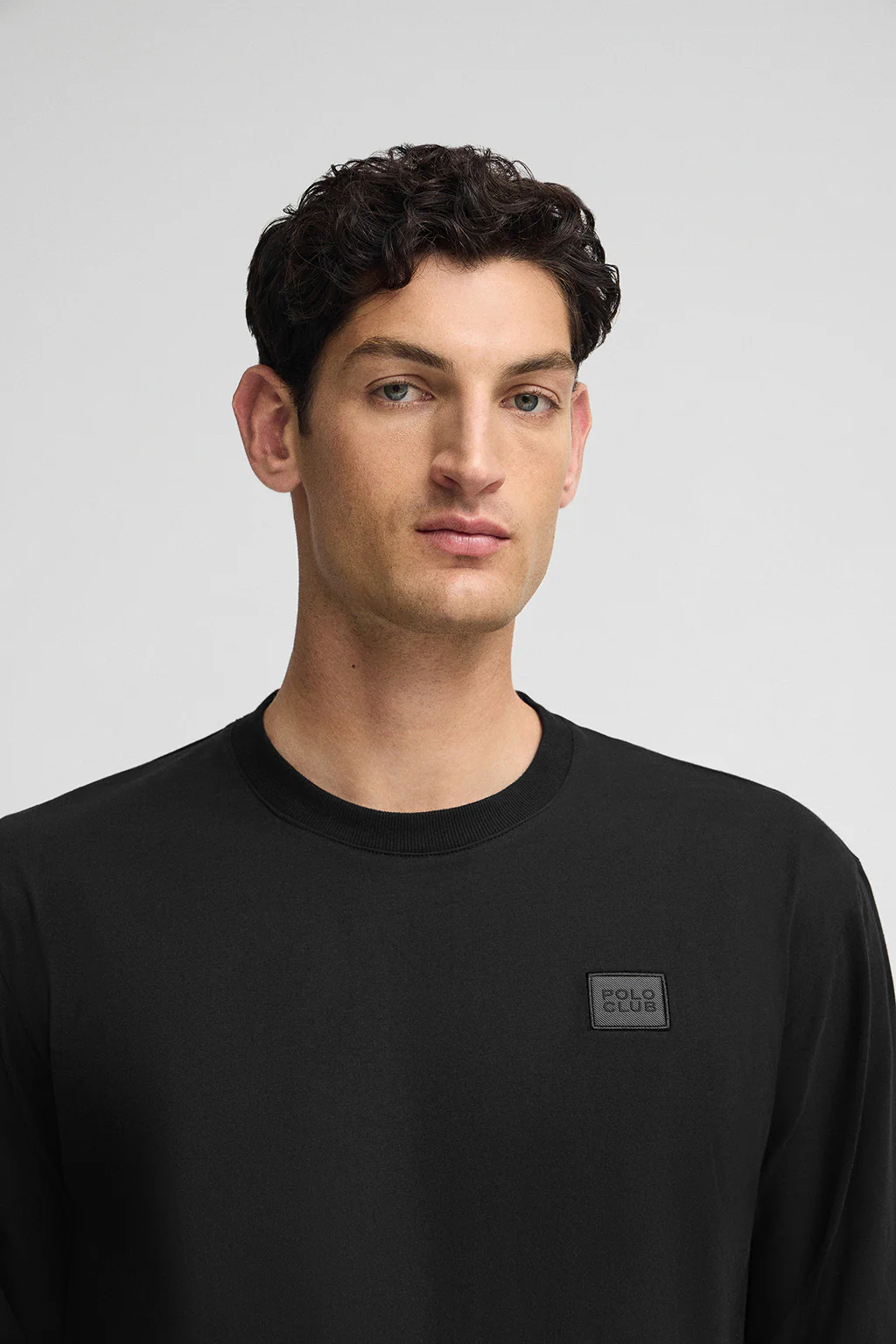 Black long-sleeve T-shirt with Polo Club branded patch - Image 2