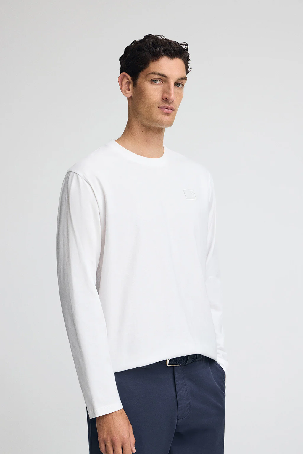 White long-sleeve T-shirt with Polo Club branded patch - Image 2