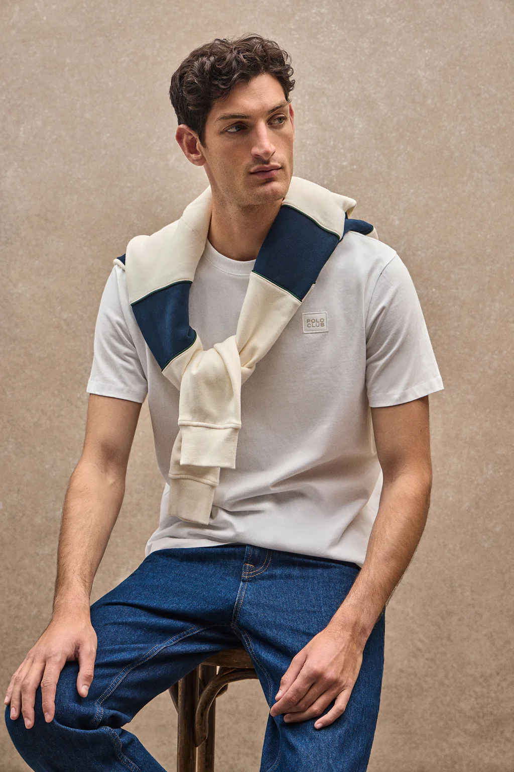 White T-shirt with Polo Club branded patch