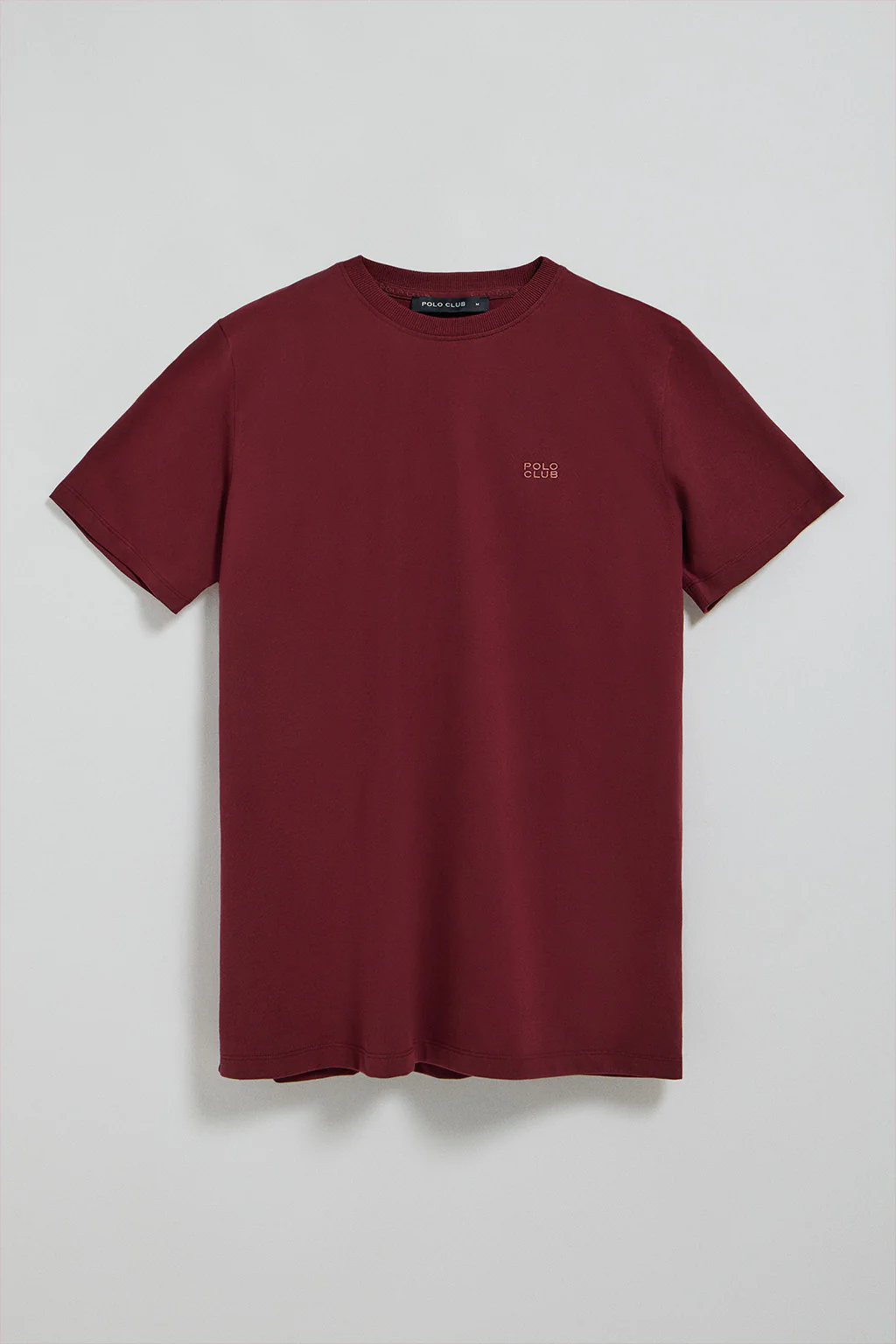 Maroon round-neck basic T-shirt with embroidered detail - Image 5