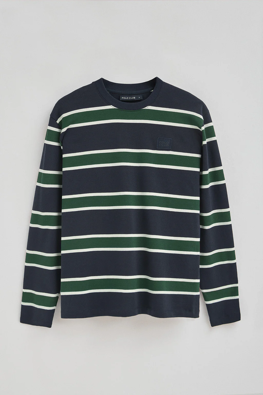 Striped T-shirt Carter in navy blue and bottle green with Polo Club branded patch - Image 6