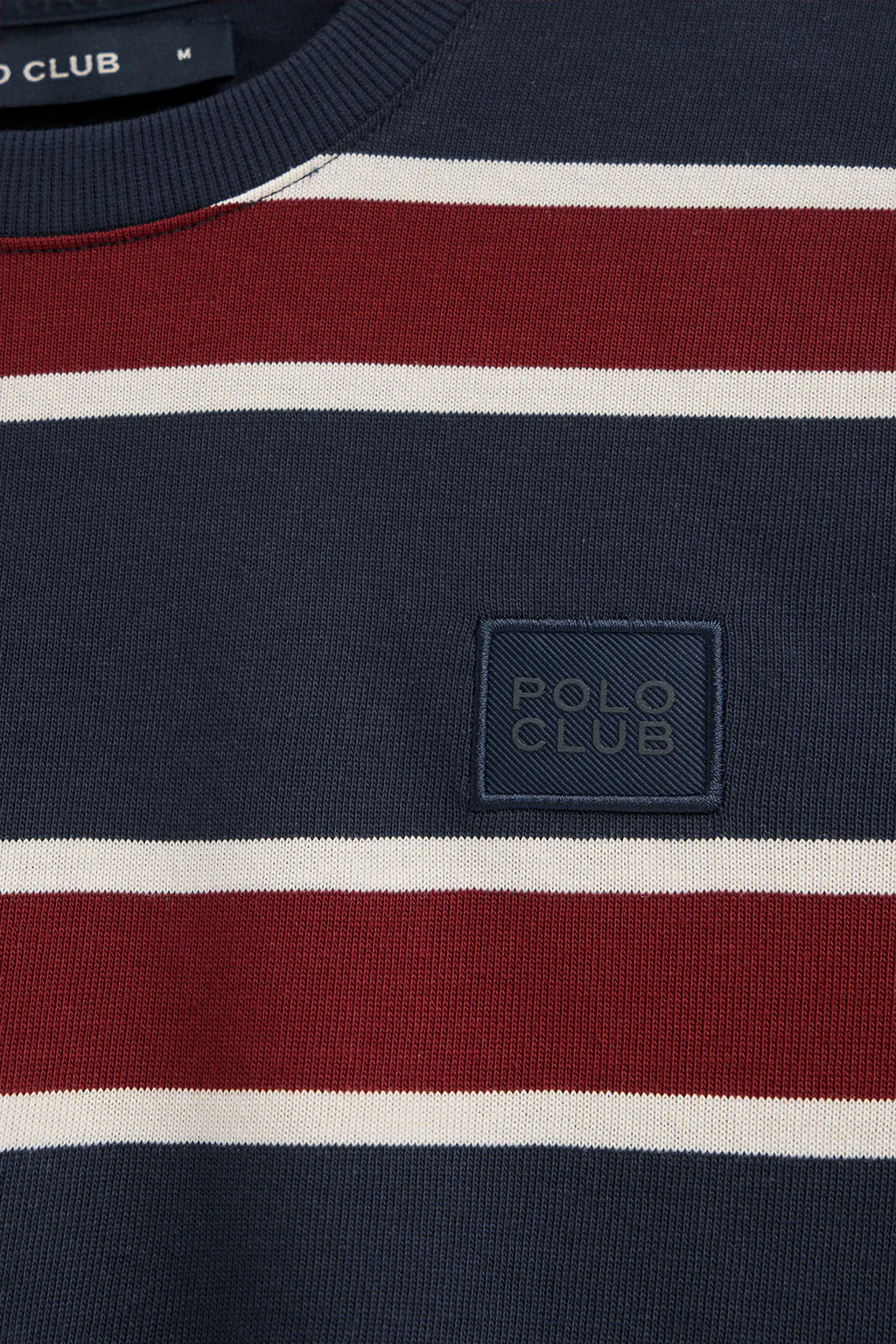 Striped T-shirt Carter in navy blue and maroon with Polo Club branded patch - Image 7