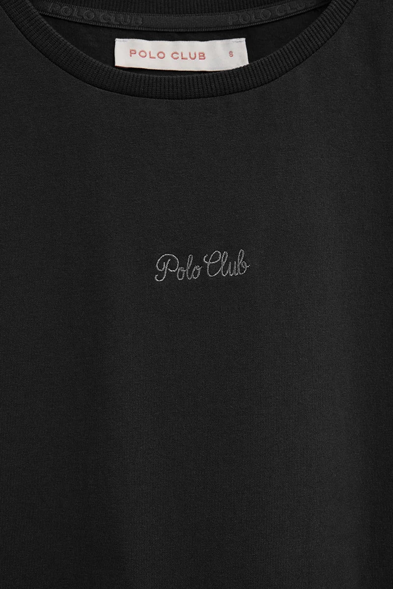 Black short-sleeve regular-fit T-shirt with Polo Club embroidery - Image 2