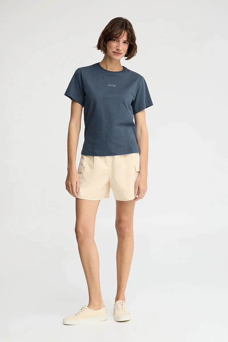 Denim-blue short-sleeve regular-fit T-shirt with Polo Club embroidery - Image 4