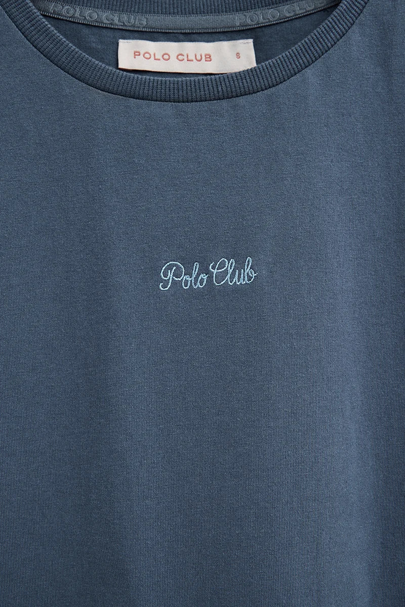 Denim-blue short-sleeve regular-fit T-shirt with Polo Club embroidery - Image 7