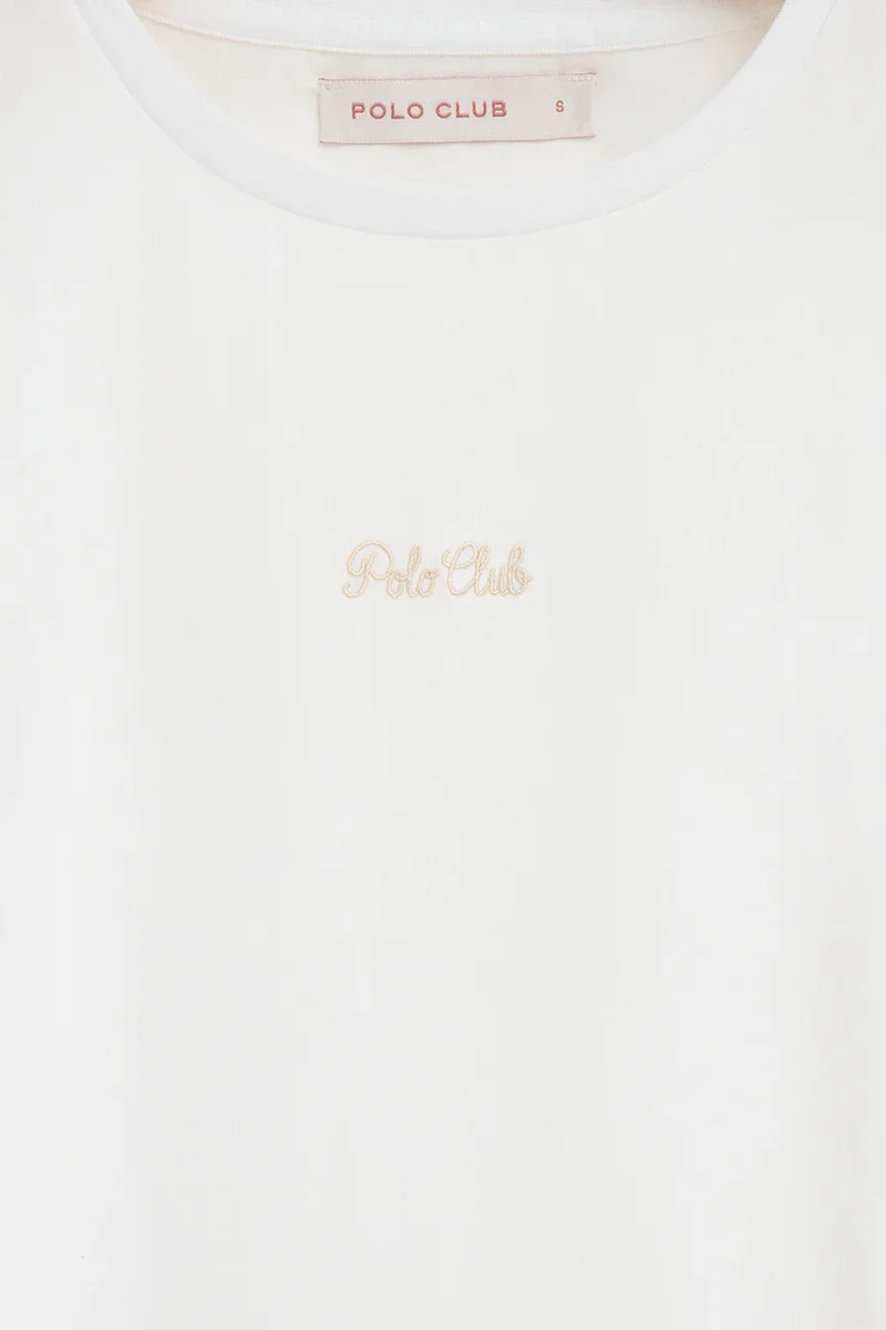 White short-sleeve regular-fit T-shirt with Polo Club embroidery - Image 7