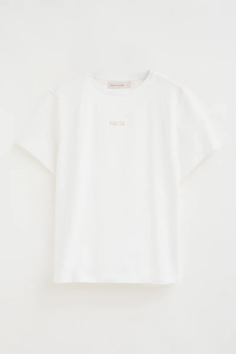 White short-sleeve regular-fit T-shirt with Polo Club embroidery - Image 9