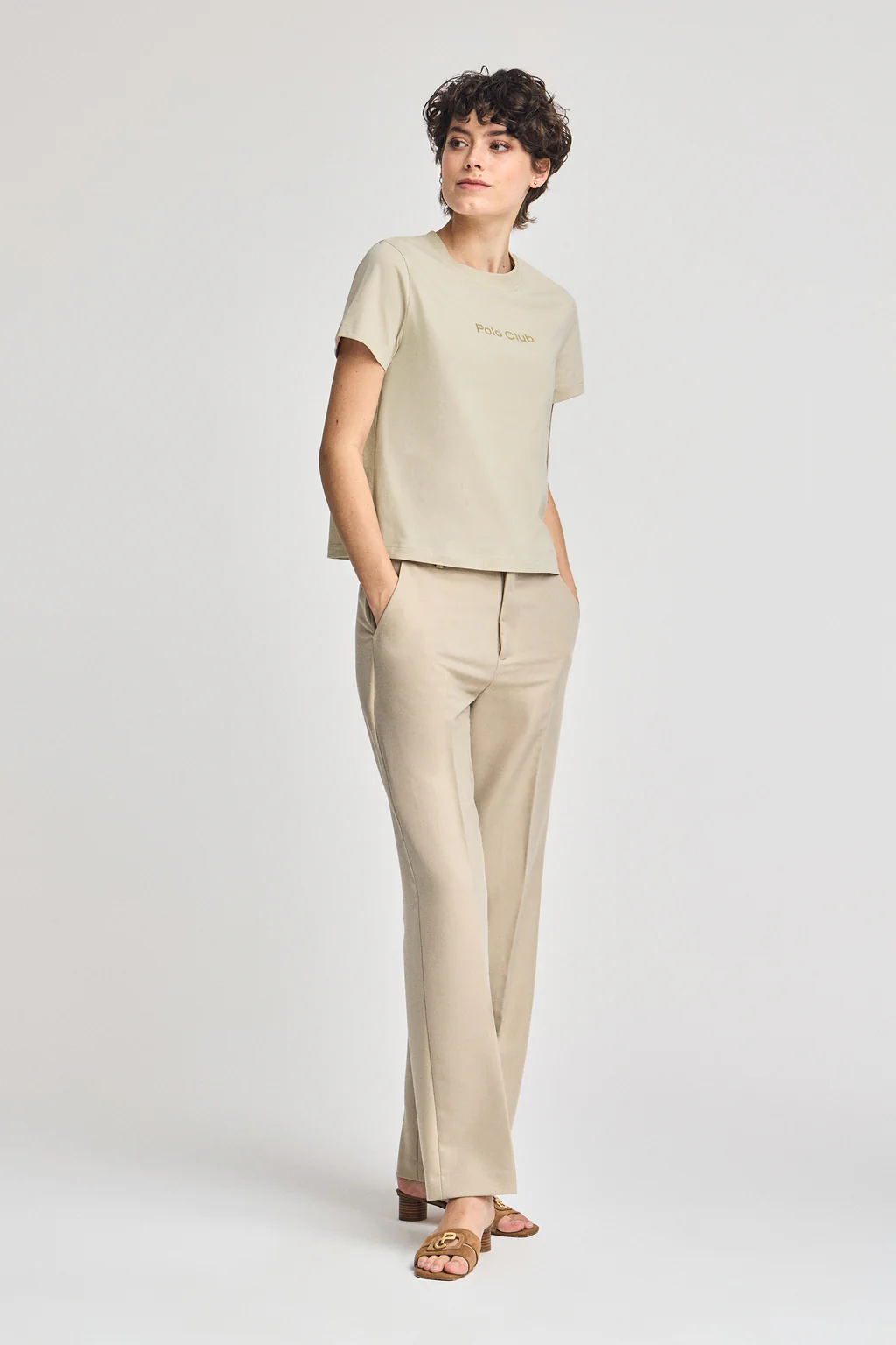 Beige T-shirt Diamond with Polo Club foil print - Image 4