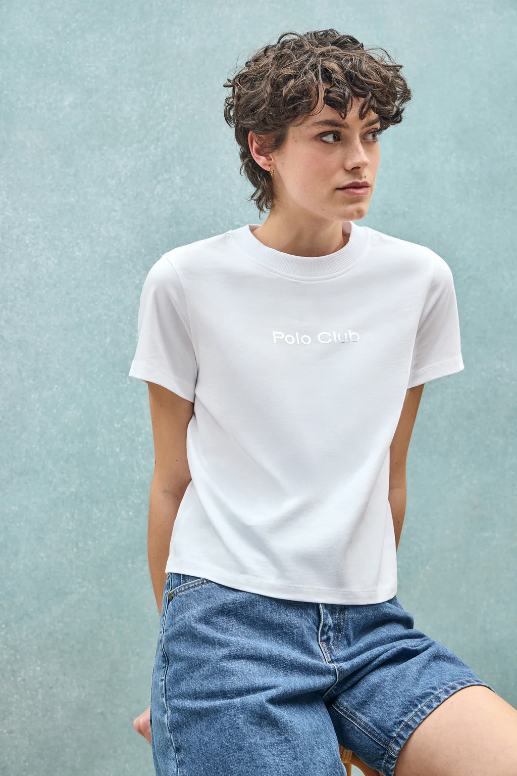 White T-shirt Diamond with Polo Club foil print - Image 10
