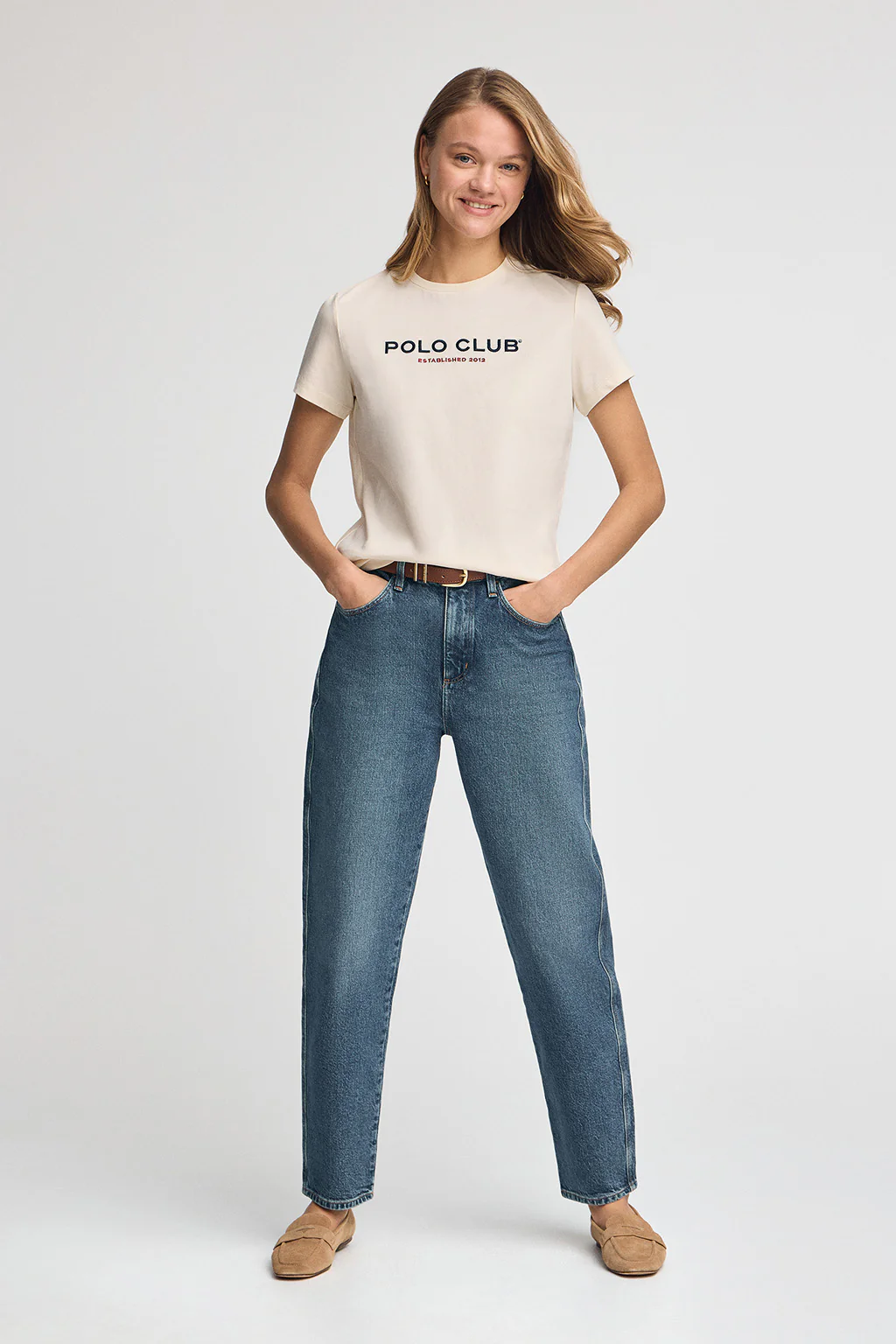 Nude short-sleeve T-shirt with Polo Club Established 2012 logo - Image 4