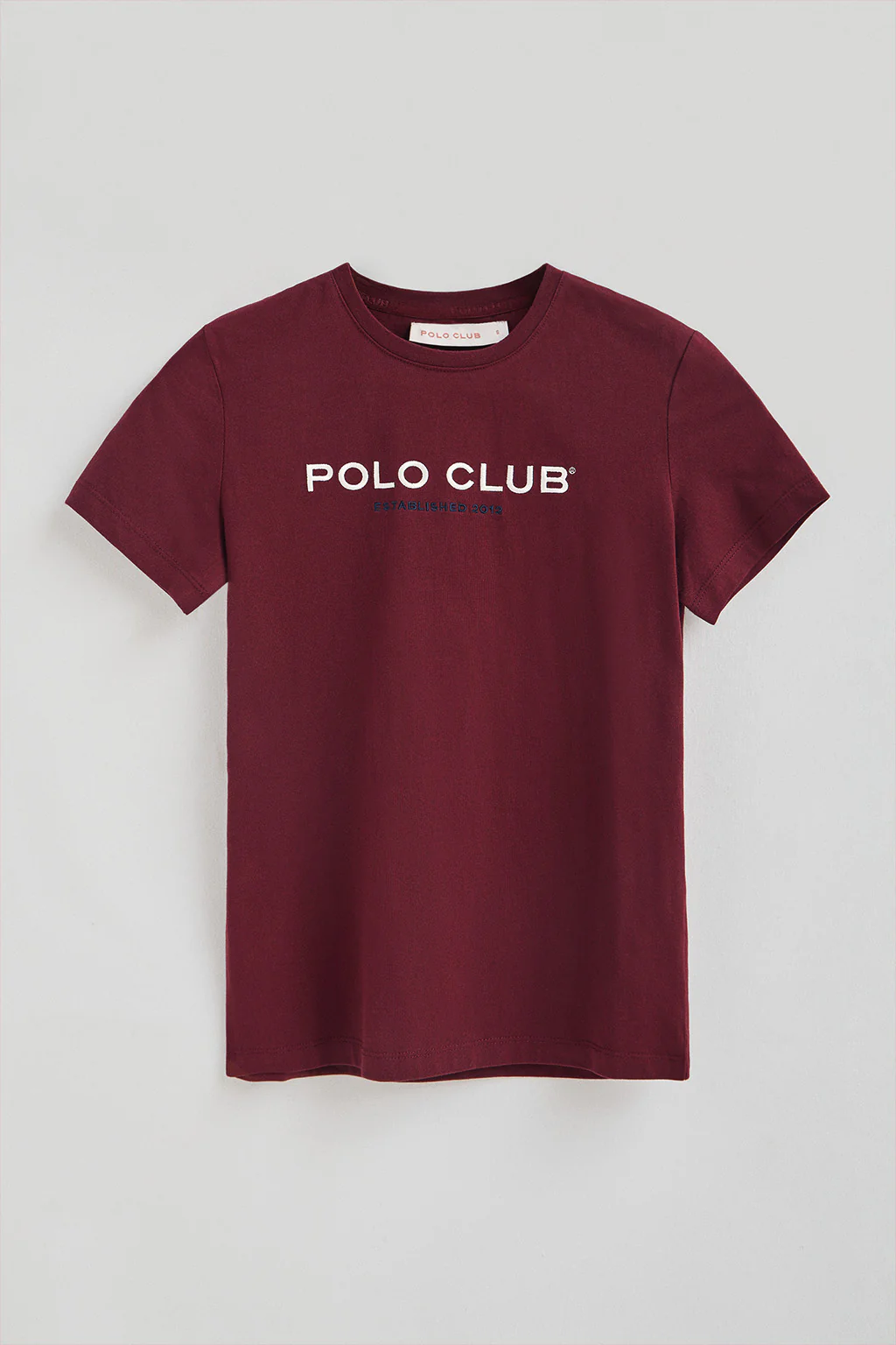 Maroon short-sleeve T-shirt with Polo Club Established 2012 logo - Image 6