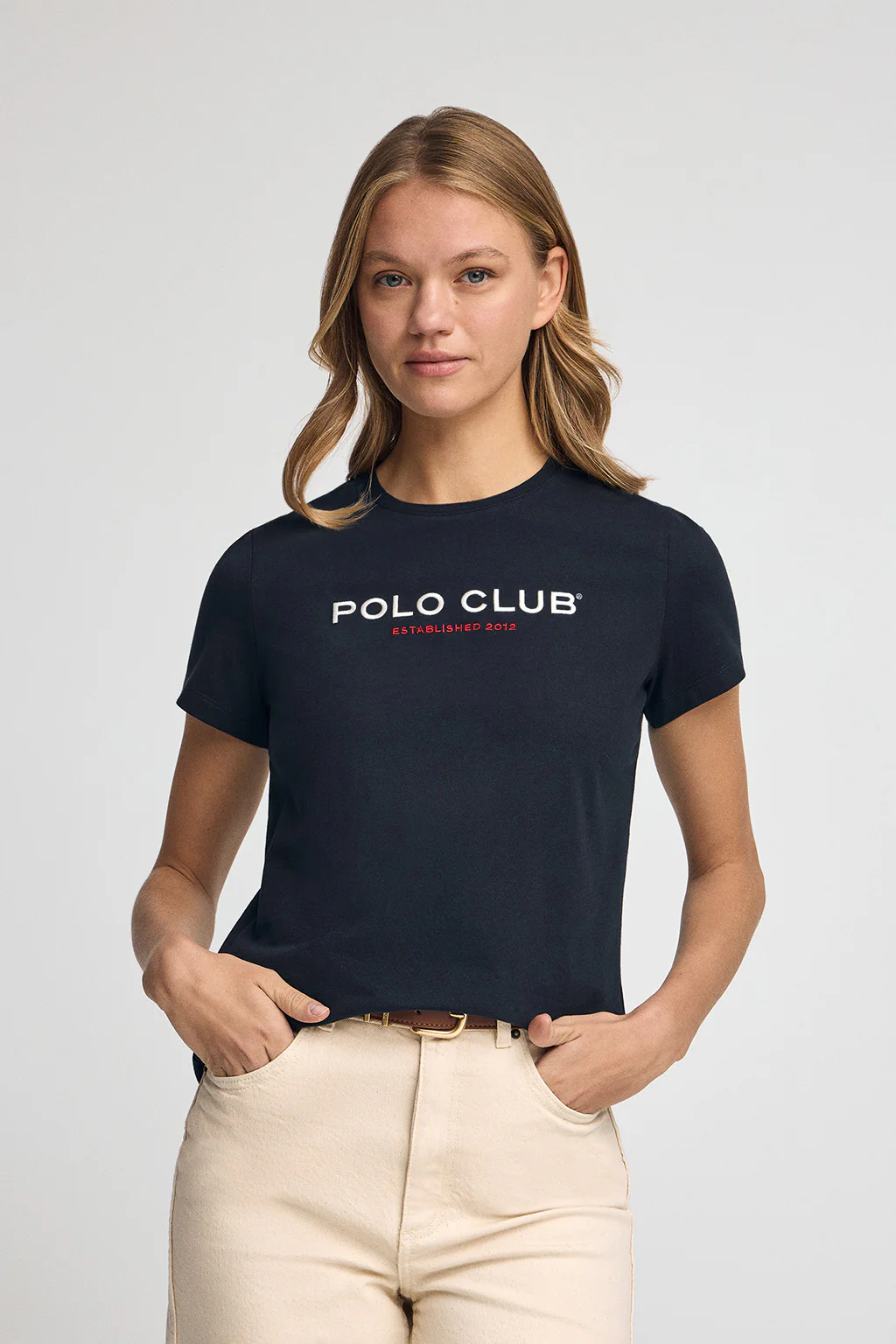 Navy-blue short-sleeve T-shirt with Polo Club Established 2012 logo - Image 2
