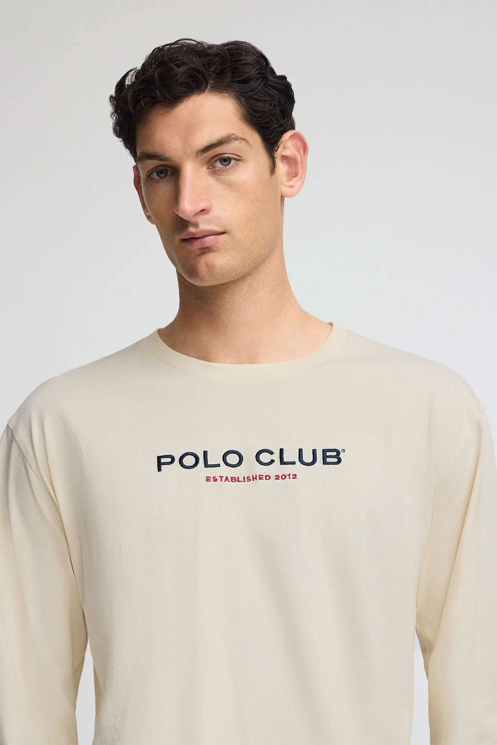 Nude long-sleeve T-shirt with Polo Club Established 2012 logo - Image 3