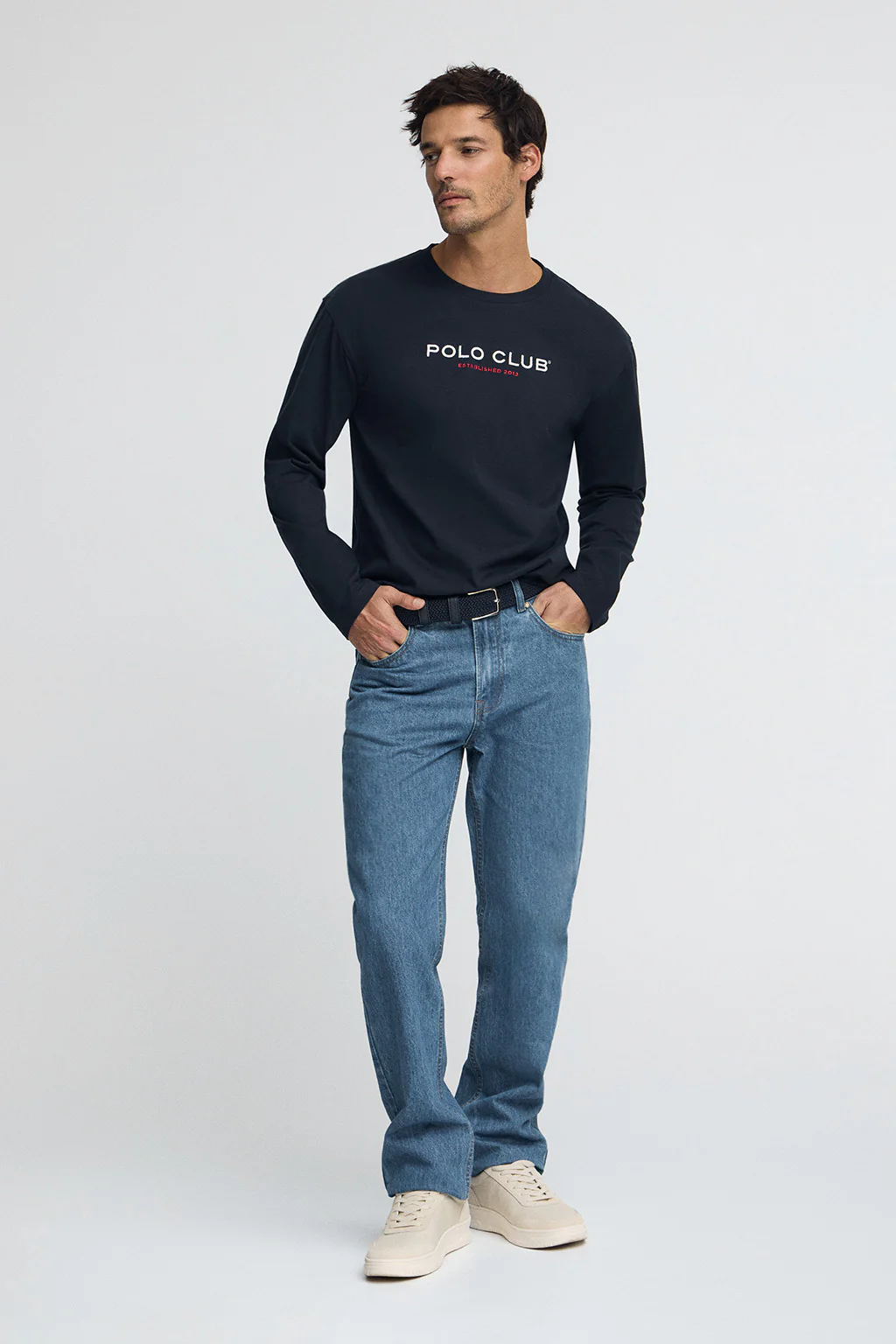 Navy-blue long-sleeve T-shirt with Polo Club Established 2012 logo - Image 4