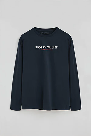 Navy-blue long-sleeve T-shirt with Polo Club Established 2012 logo - Image 9