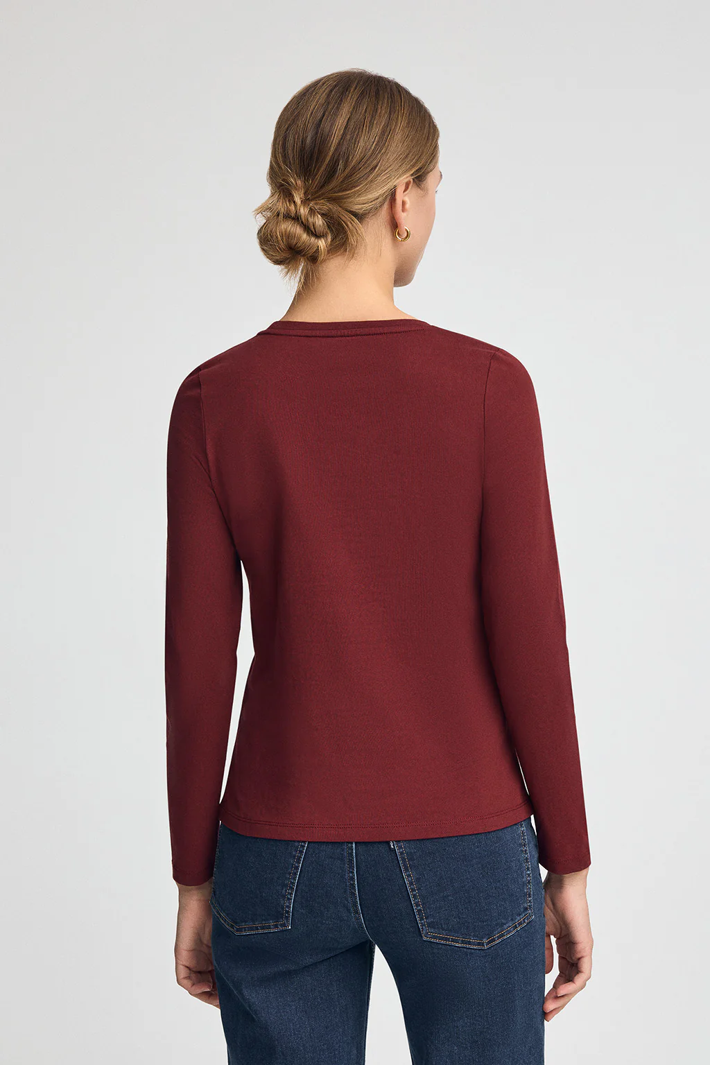 Maroon long-sleeve T-shirt with Polo Club Established 2012 embroidered logo - Image 5