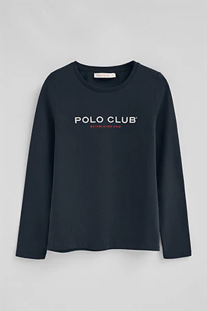 Navy-blue long-sleeve T-shirt with Polo Club Established 2012 embroidered logo - Image 10