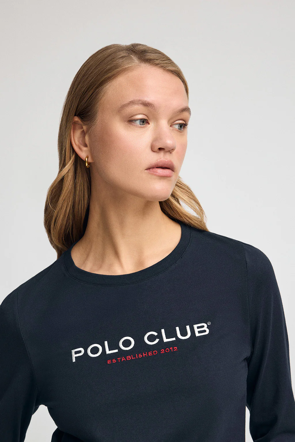 Navy-blue long-sleeve T-shirt with Polo Club Established 2012 embroidered logo - Image 3