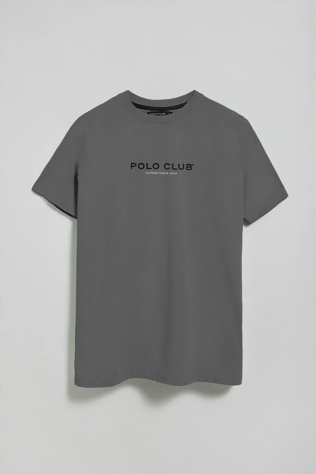 Asphalt-grey round-neck T-shirt with rubber logo - Image 5