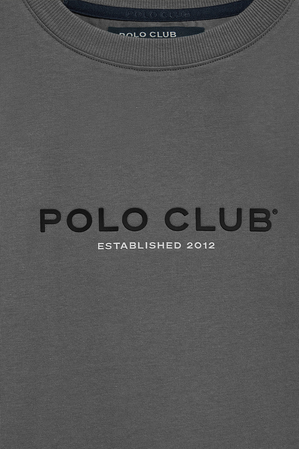 Asphalt-grey round-neck T-shirt with rubber logo - Image 6