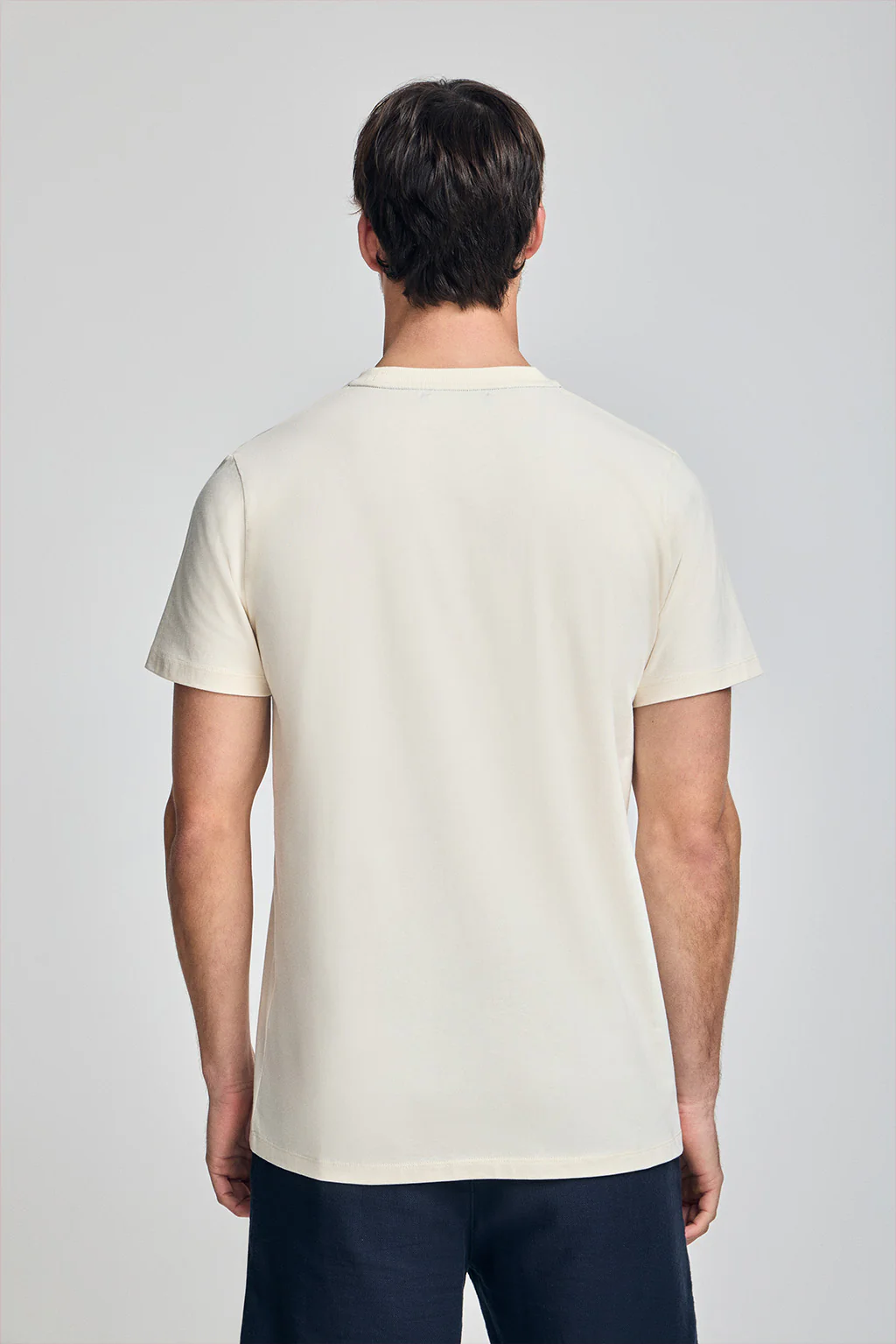 Nude round-neck T-shirt with rubber logo - Image 2