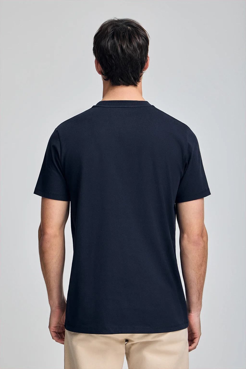 Navy-blue round-neck T-shirt with rubber logo - Image 2
