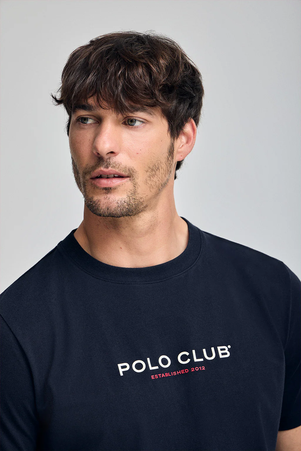 Navy-blue round-neck T-shirt with rubber logo - Image 3
