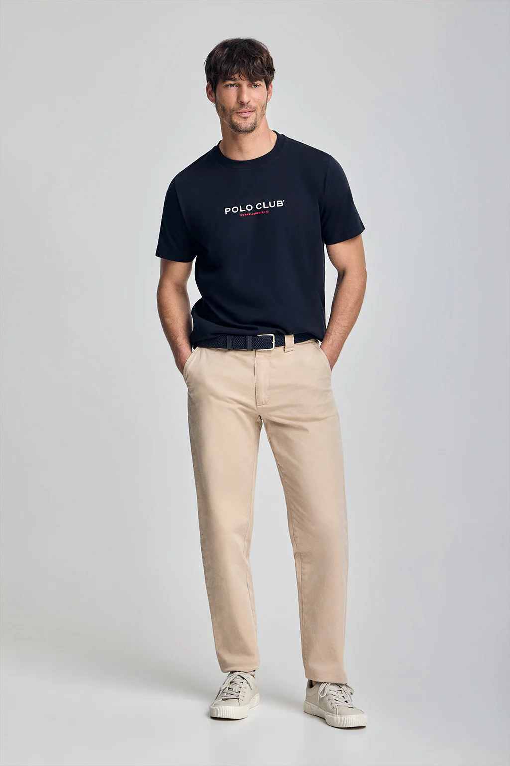 Navy-blue round-neck T-shirt with rubber logo - Image 4