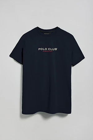Navy-blue round-neck T-shirt with rubber logo - Image 8