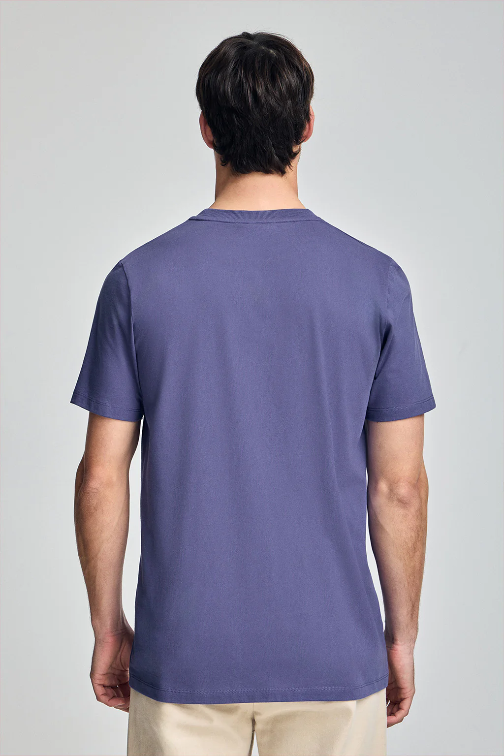 Blue-violet round-neck T-shirt with rubber logo - Image 2
