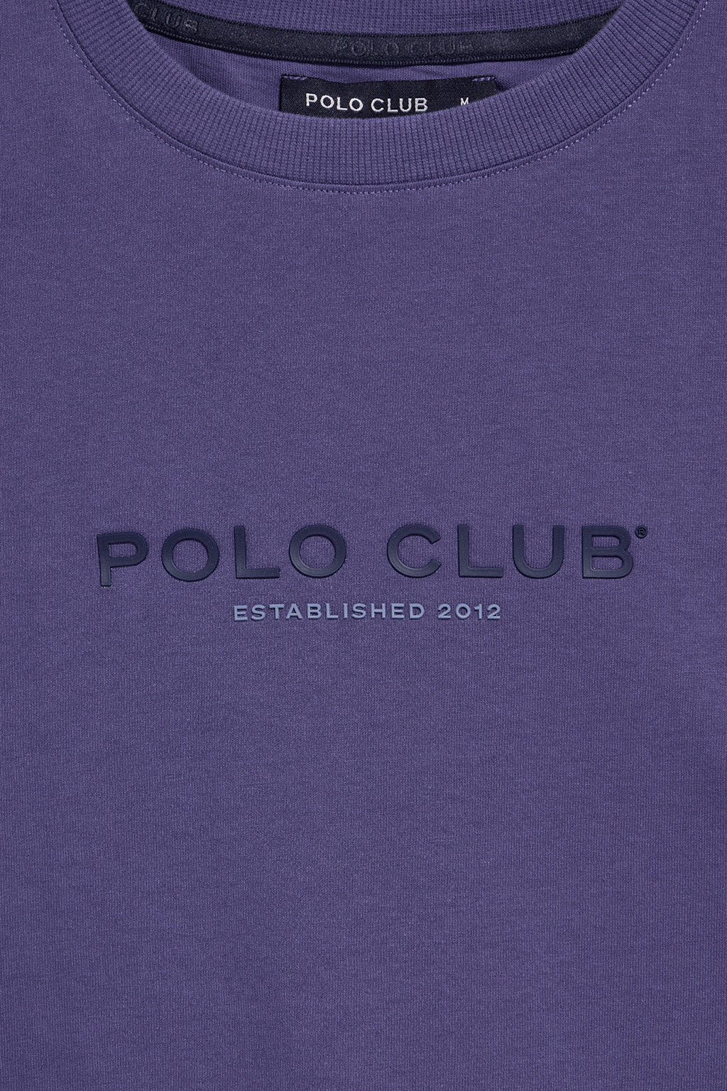 Blue-violet round-neck T-shirt with rubber logo - Image 6