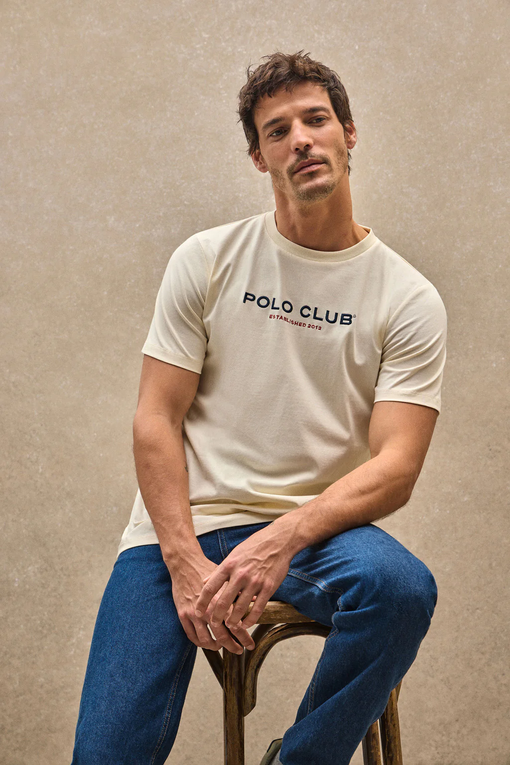 Nude T-shirt with Polo Club Established 2012 logo
