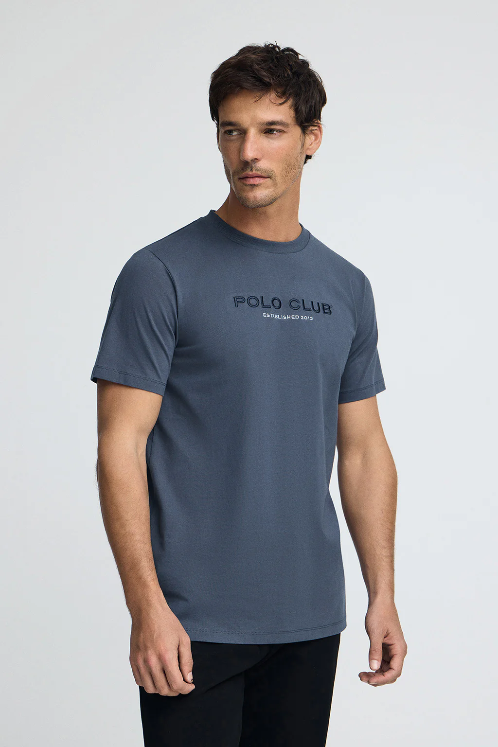 Denim-blue T-shirt with Polo Club Established 2012 logo - Image 2