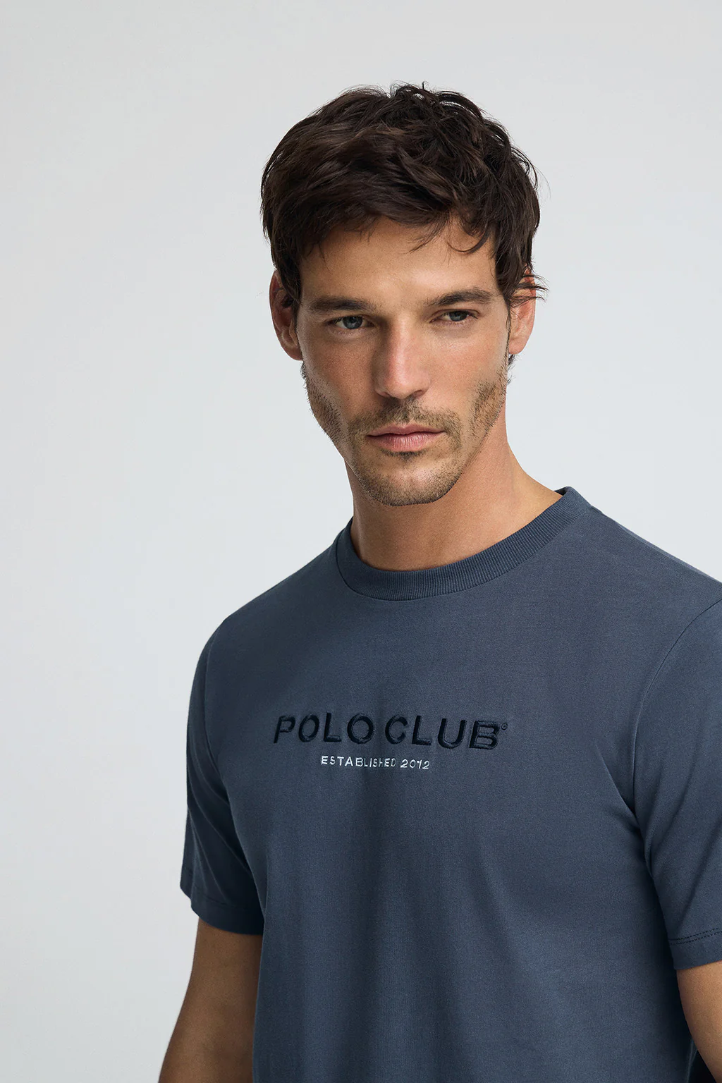 Denim-blue T-shirt with Polo Club Established 2012 logo - Image 3