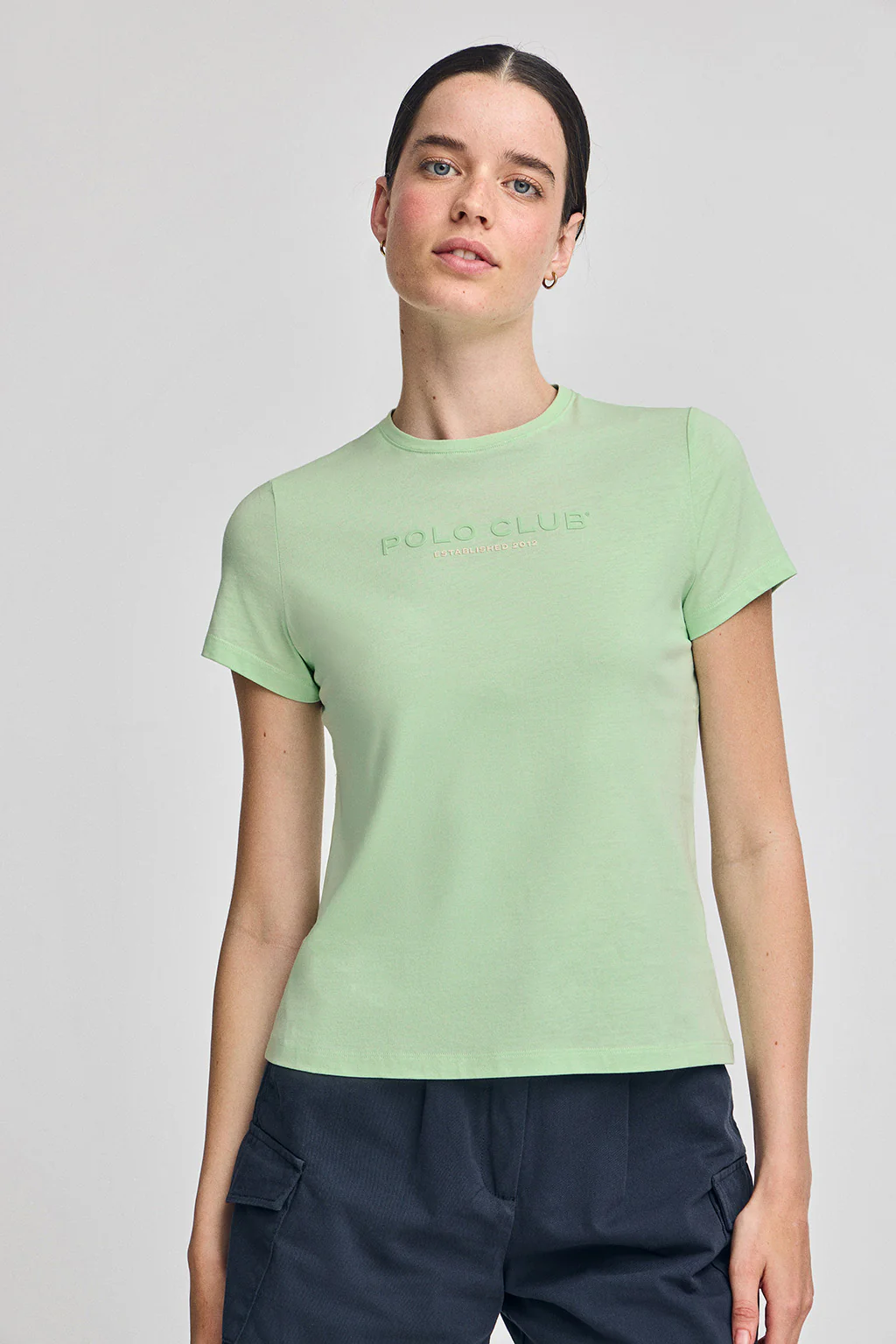 Mint basic T-shirt with Polo Club rubber logo