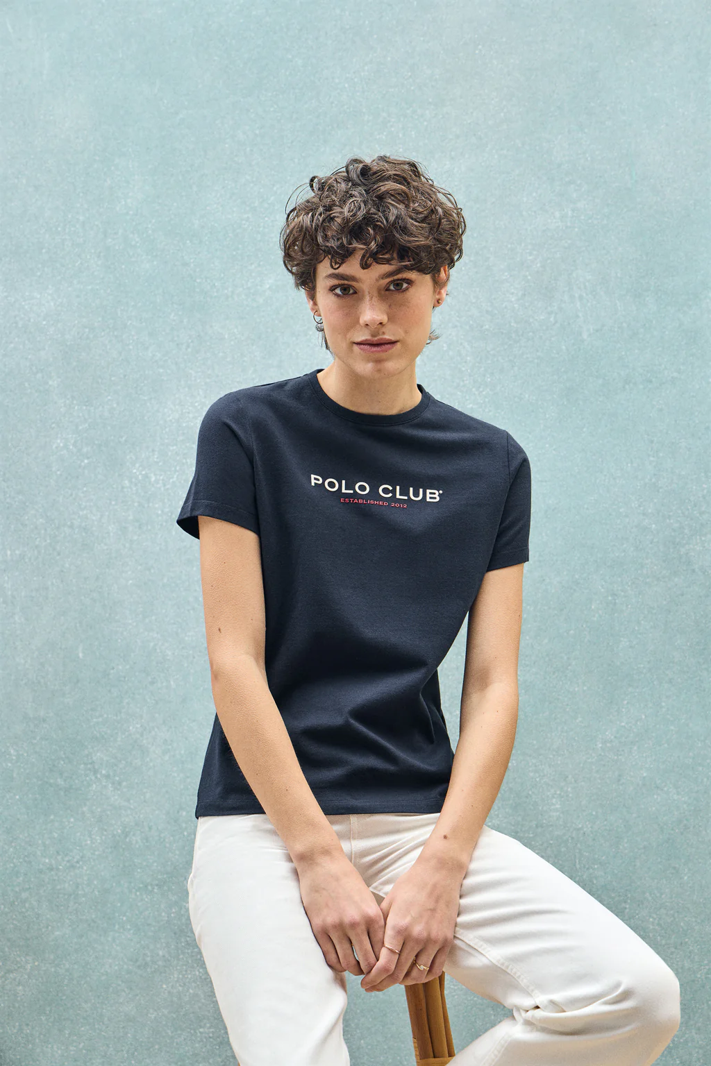Navy-blue basic T-shirt with Polo Club rubber logo - Image 10