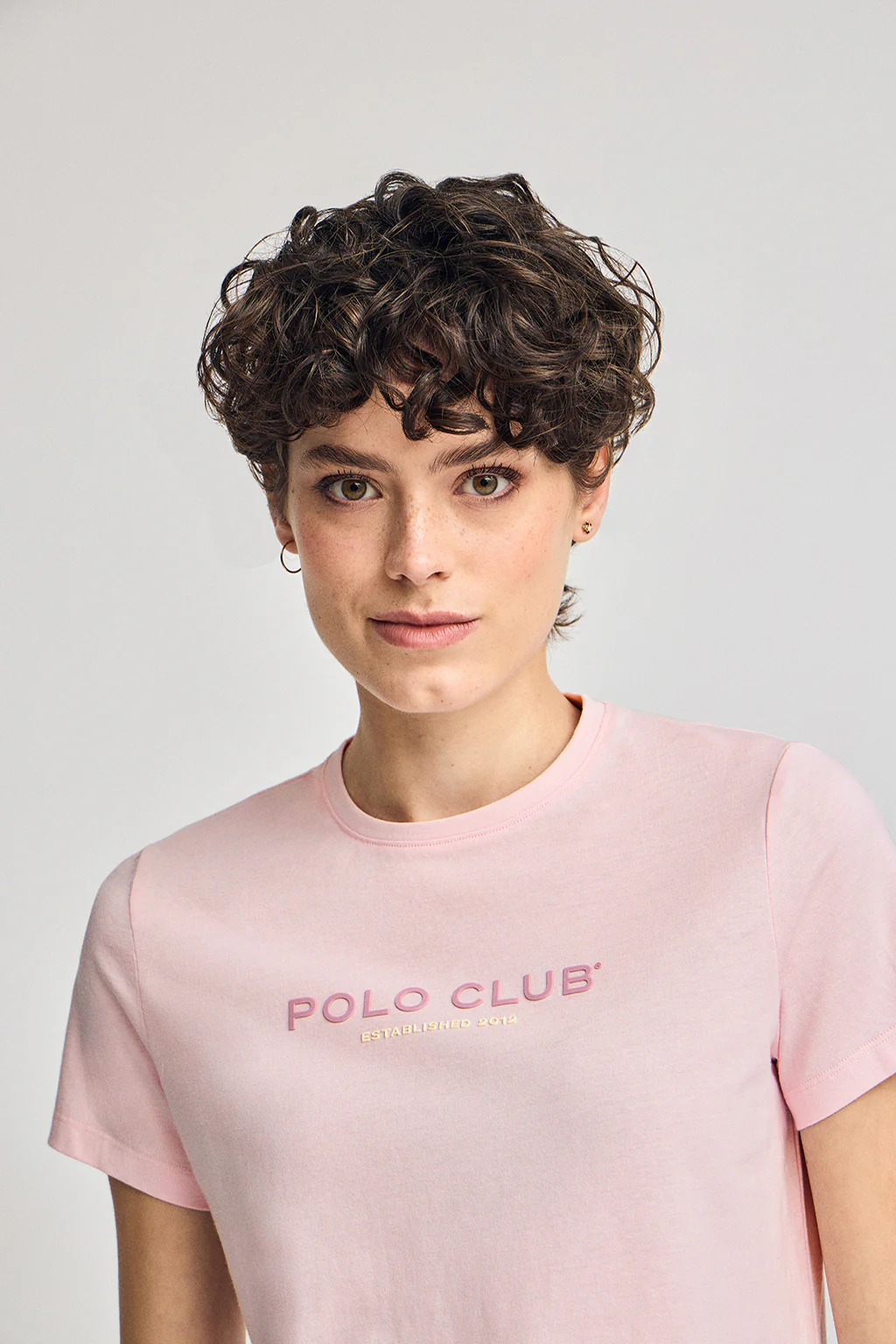 Pink basic T-shirt with Polo Club rubber logo - Image 3