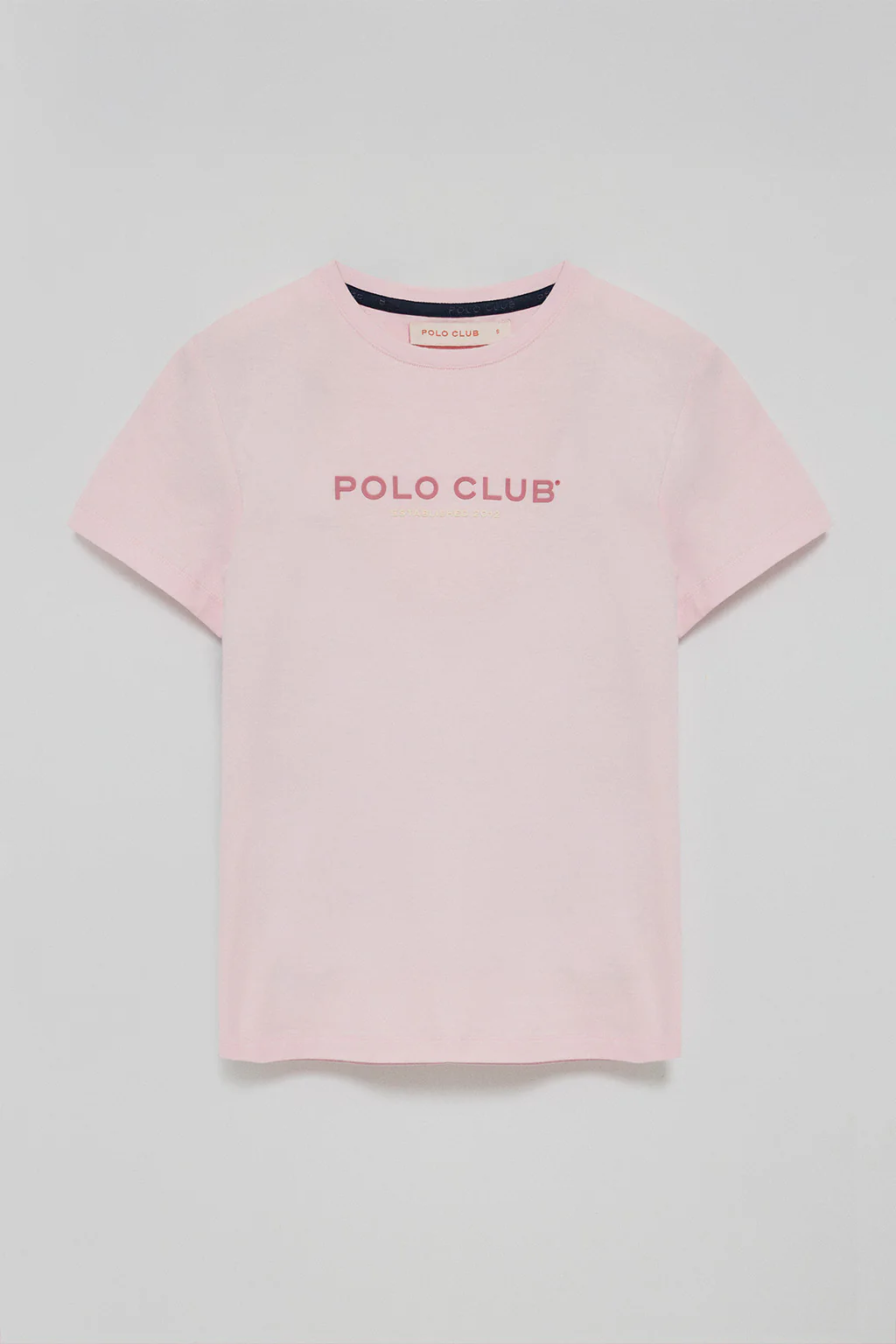 Pink basic T-shirt with Polo Club rubber logo - Image 5