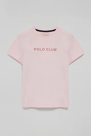 Pink basic T-shirt with Polo Club rubber logo - Image 8