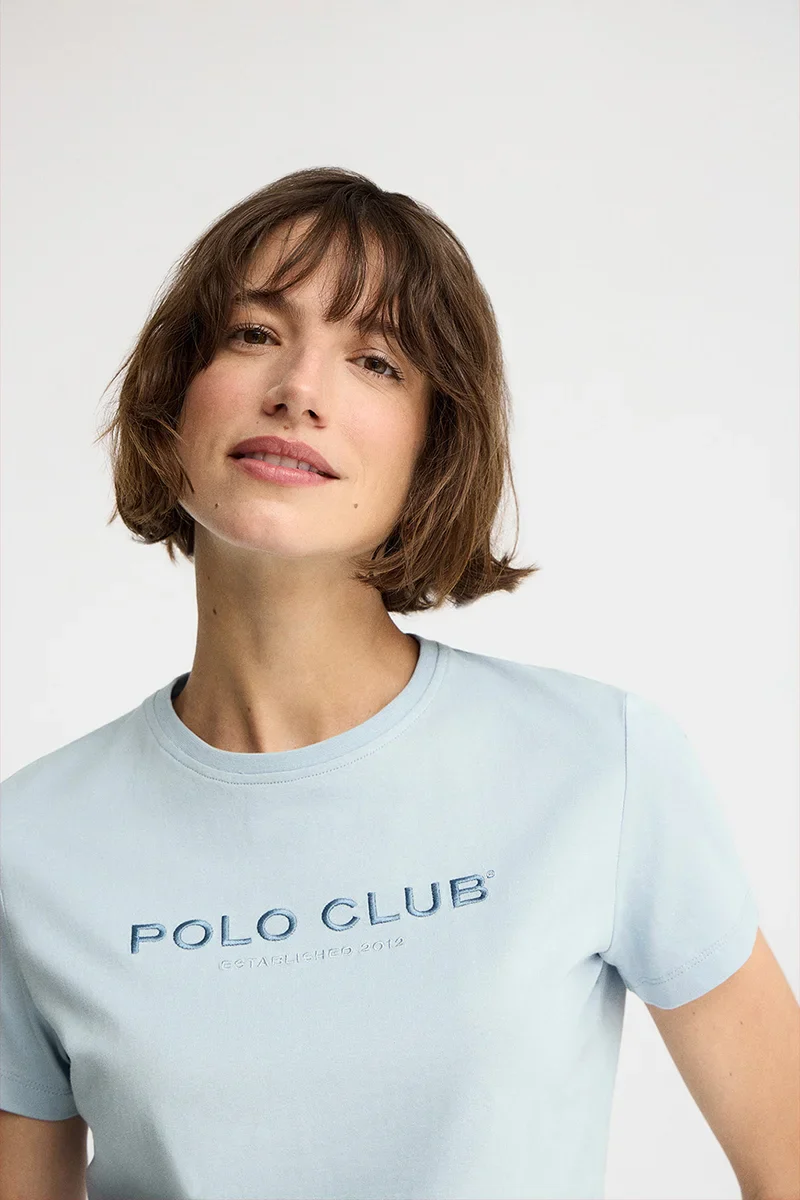 Light-blue slim-fit T-shirt with Established 2012 Polo Club embroidery - Image 3