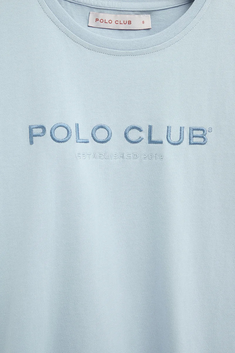 Light-blue slim-fit T-shirt with Established 2012 Polo Club embroidery - Image 7