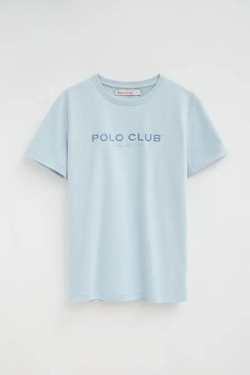 Light-blue slim-fit T-shirt with Established 2012 Polo Club embroidery - Image 9